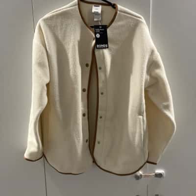 Bonds Womens  Size M teddy Fleece Jacket Beige 