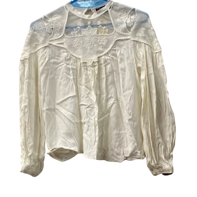 Decjuba Womens  Size 8 Long Sleeve Top Cream lace 