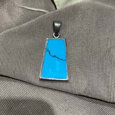  Womens Rectangle Pendant Silver / Turquoise 925