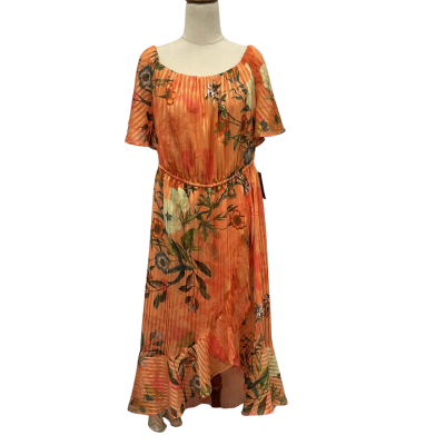 Rodeo Show Womens  Size 14 Off The Shoulder Dress Floral / Orange 