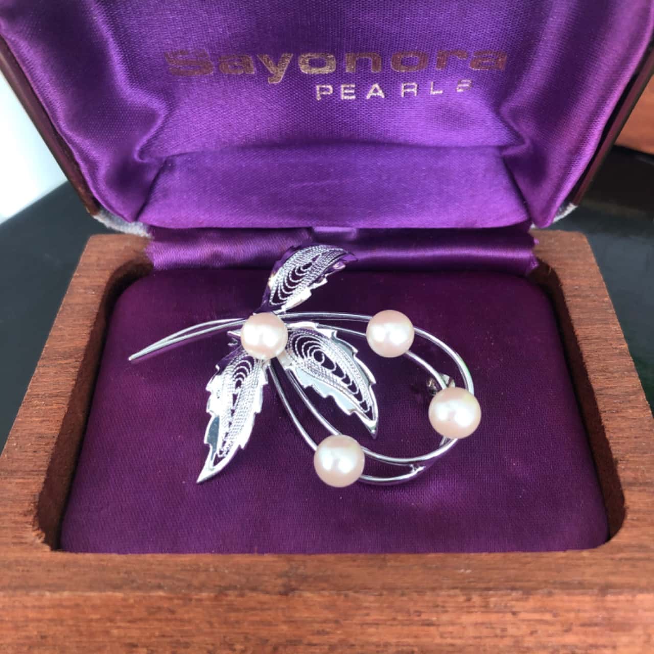 Vintage Sayonara Pearls /Silver Flower Spray Brooch(s)