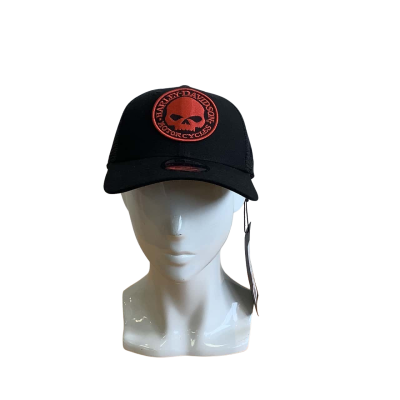 BNWT Harley Davidson Men's Orange Skull Cap Black 