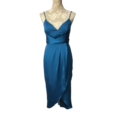 Seduce Crystal Teal Sleeveless Evening Dress