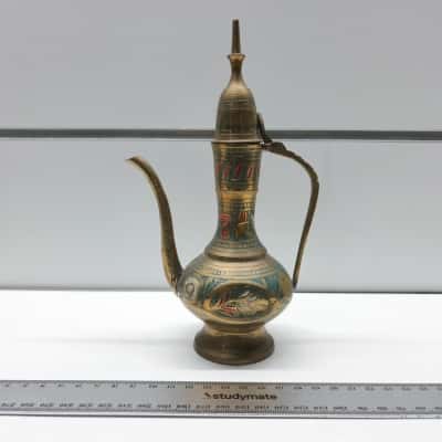 Vintage Etched Brass Decanter/Ewer