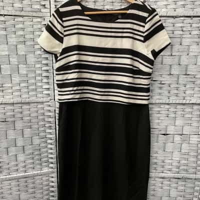 Liz Jordan Womens  Size 14 Short Sleeve Dress  Black  / White 