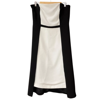 White House Black Market Womens Size 12 Black/White Strapless Dress 