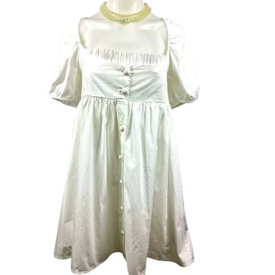 Pretty Little Thing Button Down Smock Mini Dress - White Size 12