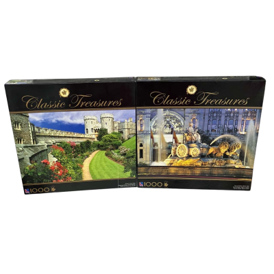 Classic Treasures Two Puzzle Set - Windsor Castle and Plaza de Cibeles 1000 Piece Puzzles