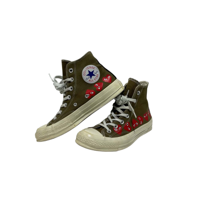Converse X Comme Des Garçons PLAY Chuck 70 Hi “Multi Hearts Green” - Size 7.5 Womens