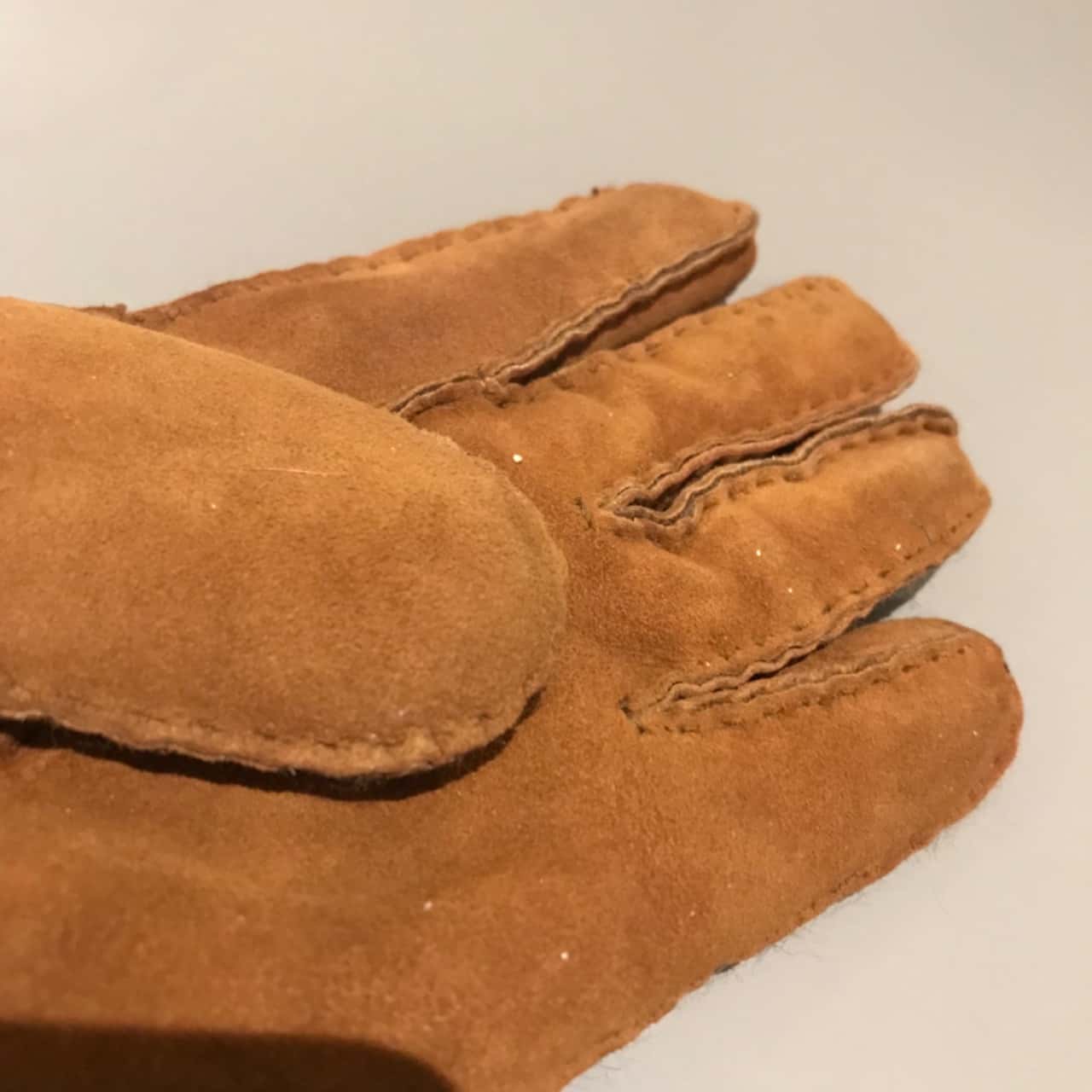 Womens Vintage Sheepskin Gloves Size L Brown