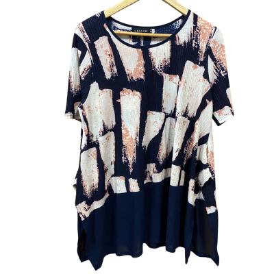 Olla Oh Navy/Pink Abstract Patterned Top Size M