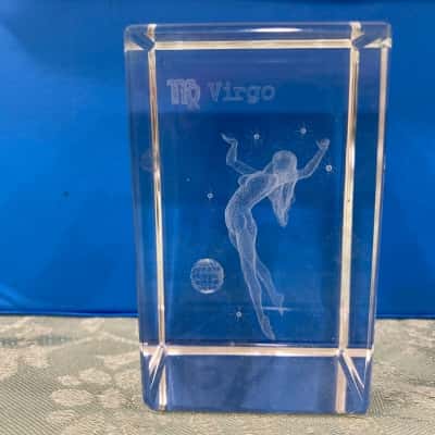 3D Laser-etched Crystal Block (Virgo)