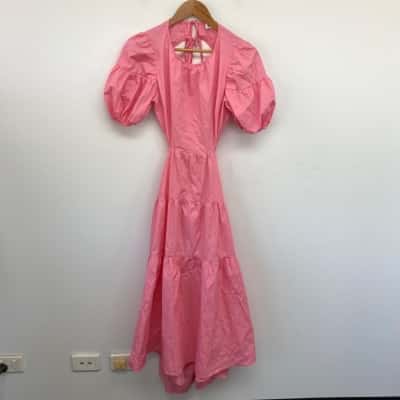 All About May Pink Short Sleeve Cut Out Midi Dress  Size 10 