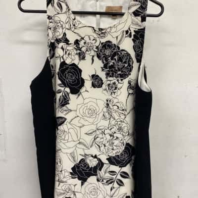 Kachel Womens  Size 14 Sleeveless Dress  Black  / Floral / White 
