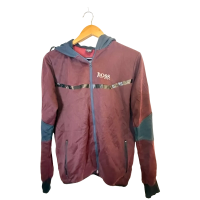 Hugo Boss Mens  Size M Front Zipper Black  / Maroon 