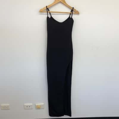 BabyBoo Black Bodycon Side Split Maxi Dress Size S 