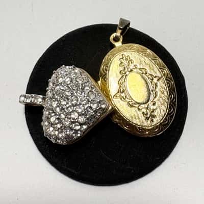 Vtg. Style Set of 2 Lockets in Yellow Gold & Brass Tones