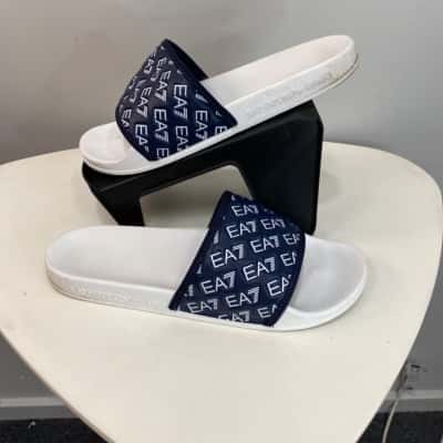 Emporio Armani EA7 Mens  Size 12 Sandals/Slides Navy Blue / White 