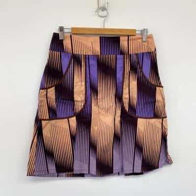 Hello Chock Purple Brown Pattern Mini Skirt Size S 
