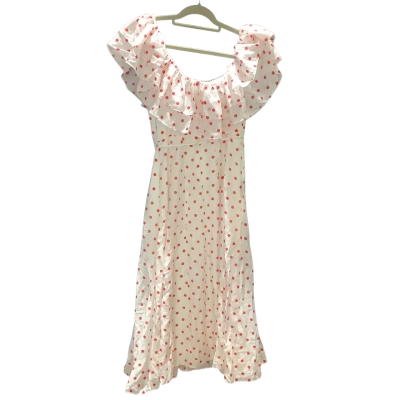 Portmans Womens  Size 10 Maxi Dress / Off The Shoulder Dress Polka Dot / Red / White  RRP $ 219.95