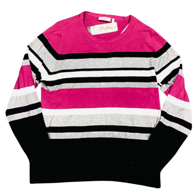 BNWT Millers Size L Black, Grey, White & Purple Striped Sweater 