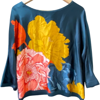 Jigsaw Size M Long Sleeve Top Dark Green/Grey