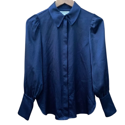 Country Road Navy Blue Seersucker Blouse Size 6