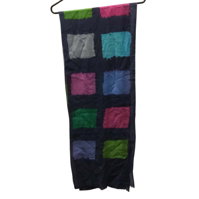 Blue Patterned 100% Wool Scarf One Size