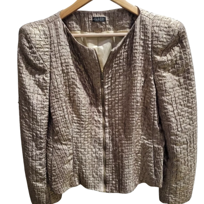 Carla Zampatti Womens  Size 14 Cropped Jacket Gold 