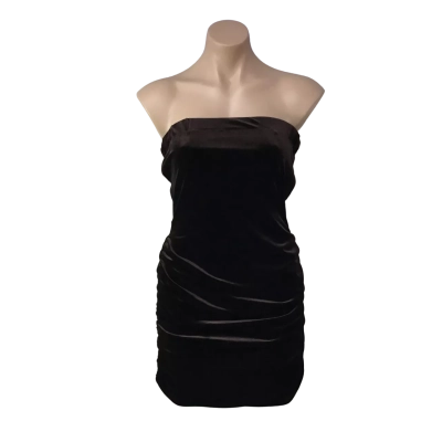 Ownley Womens Size S Chocolate Brown Velvet Look Strapless Mini Dress (new)