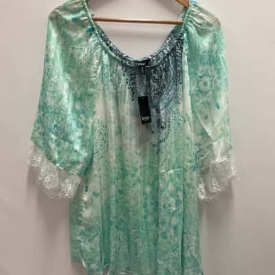 Beme Women's  Size 28 Blouse Blue / Green 