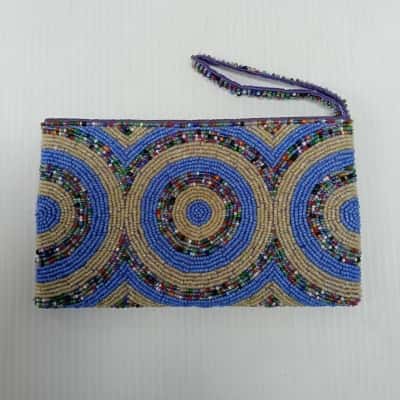 Handcrafted Beaded Rectangular Clutch with Purple Strap #HandmadeBag #BeadedClutch