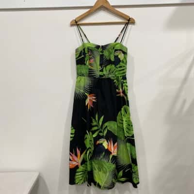 French Connection Womens  Size 12 Shoestring Strap Dress Black  / Floral 