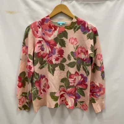 Blue Illusion Women's 100% Merino Wool Size S Jumper Floral / Light Pink  