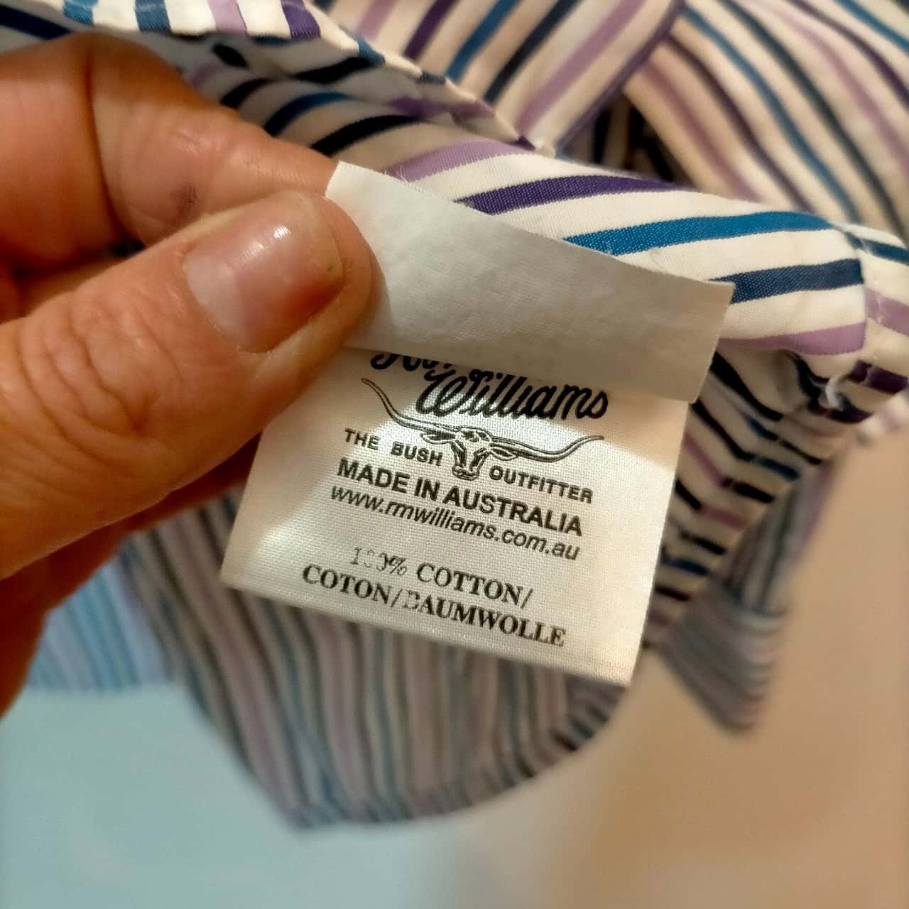 R.M. Williams Size 16 Long Sleeve Pinstripe Shirt GUC(s)