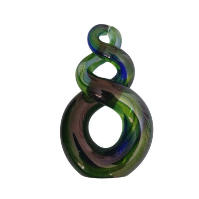 Handcrafted Triple Twist-Crossover Glass Sculpture