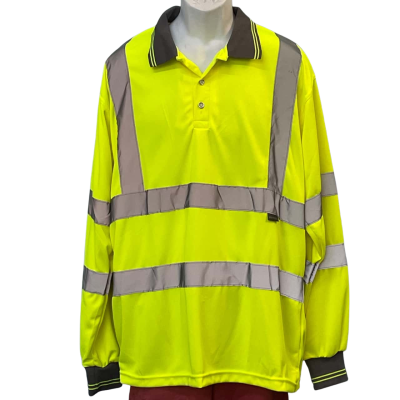 Portwest Mens Size L Long Sleeve Shirt/Polo Shirt Grey/Yellow
