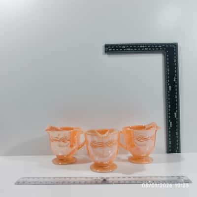 Trio Peach Lustre Fire King Creamer Jug