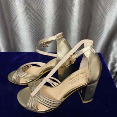 EDWARD MELLER Women's Rose Gold Open Toe Heels Size 36