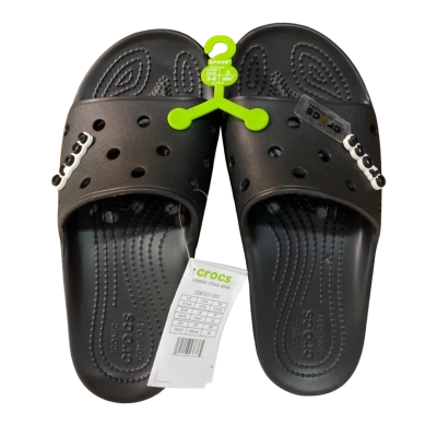 Crocs Unisex Classic Black Slide, Size W7 / M6