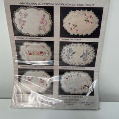 Mayant traced linen tablecloth embroidery
