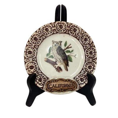 Treasure craft owl plate souvenir of California