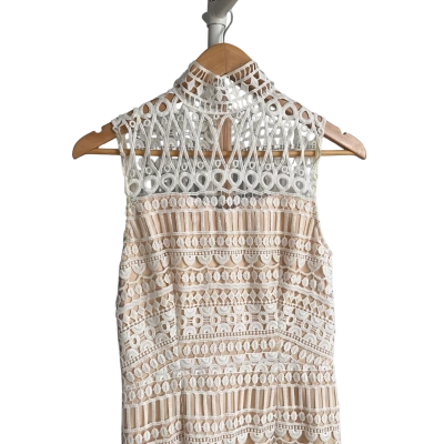 “Elle Zeitourne” Womens  -Size 8 -Cocktail Dress -White / coffee