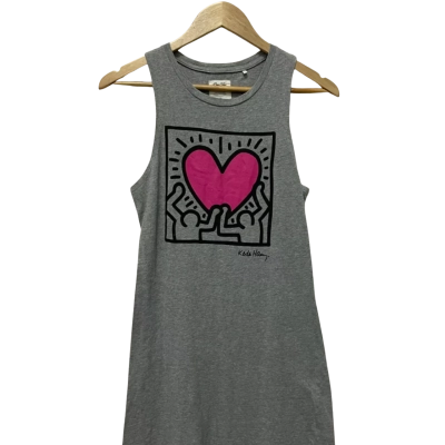 Miss Shop ‘Keith Harring’ Womens Size 6 Singlet Top Grey 