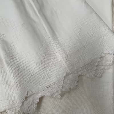 Vintage Cotton and Lace White King Bed Flat sheets and Pillowcases x 2