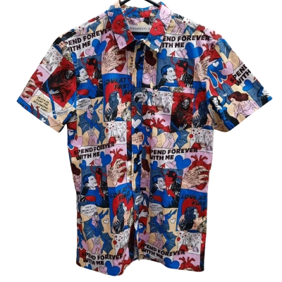 BLACK FRIDAY Size S 'Love At First Bite' Short Sleeve 100% Cotton Shirt