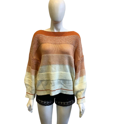 BNWT YH & Co. Women's Size M Knit Jumper Orange & White 