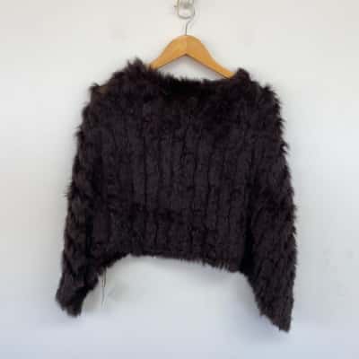 Alfresco Brown Fur Poncho One Size 