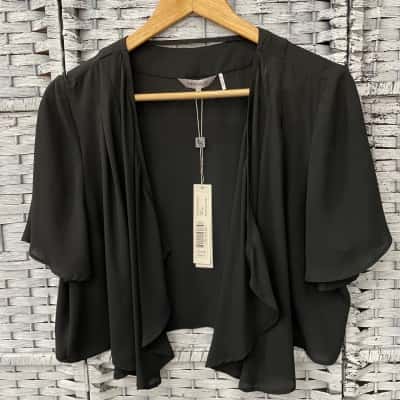 Table Eight Womens  Size 16 Short Sleeve Shirt Jacket Black  