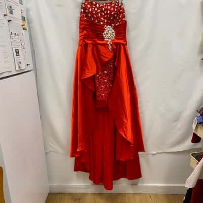 Grace Karin Women's Corset Style Mini Sequin Dress With Drape Around Size 14 Party Dress Red 